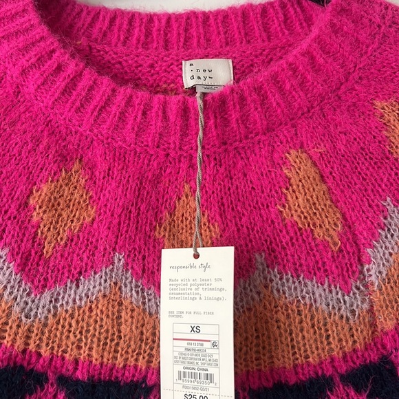 Pink Printed Crew Neck Sweater - Picture 4 of 4